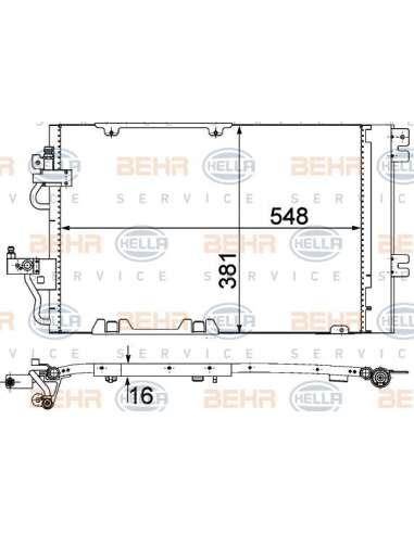 Condensador, aire acondicionado Hella 8FC 351 301-774 - Condensador OPEL ASTRA H PETROL BEHR HELLA SERVICE  PREMIUM LINE 