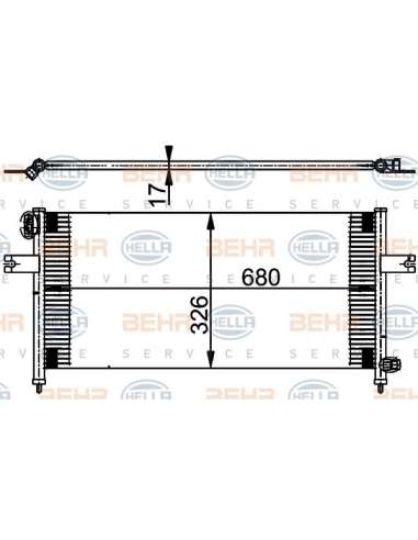 Condensador, aire acondicionado Hella 8FC 351 302-041 - Condensador NISSAN NAVARA D22 97- BEHR HELLA SERVICE  PREMIUM LINE 