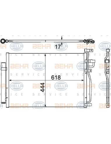 Condensador, aire acondicionado Hella 8FC 351 304-311 - Condensador OPEL ANTARA 2.4/3.2 BEHR HELLA SERVICE  PREMIUM LINE 