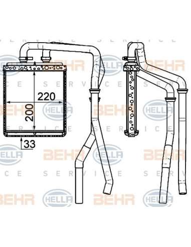 Radiador de calefacción Hella 8FH 351 000-151 - Calefactor IVECO DAILY III 2006- BEHR HELLA SERVICE  PREMIUM LINE 