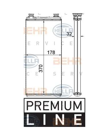 Radiador de calefacción Hella 8FH 351 000-381 - Calefactor MAN TGX BEHR HELLA SERVICE  PREMIUM LINE 