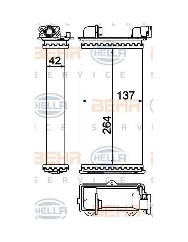 Radiador de calefacción Hella 8FH 351 000-531 - Calefactor BMW 3 (E30) BEHR HELLA SERVICE  PREMIUM LINE 