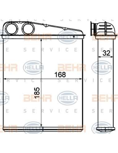 Radiador de calefacción Hella 8FH 351 000-551 - Calefactor MINI / MB A-CL. BEHR HELLA SERVICE  PREMIUM LINE 