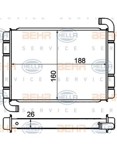 Radiador de calefacción Hella 8FH 351 000-571 - Calefactor FIAT PUNTO / OPEL CORSA  D BEHR HELLA SERVICE  PREMIUM LINE 