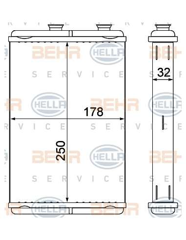 Radiador de calefacción Hella 8FH 351 000-581 - Calefactor FIAT ULYSSE / PEUGEOT 80 7 BEHR HELLA SERVICE  PREMIUM LINE 