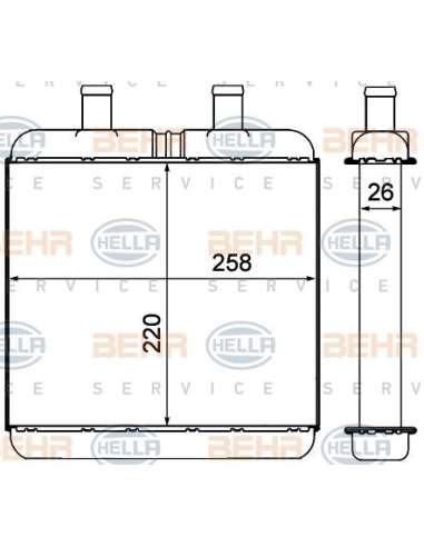 Radiador de calefacción Hella 8FH 351 000-591 - Calefactor IVECO DAILY II BEHR HELLA SERVICE  PREMIUM LINE 