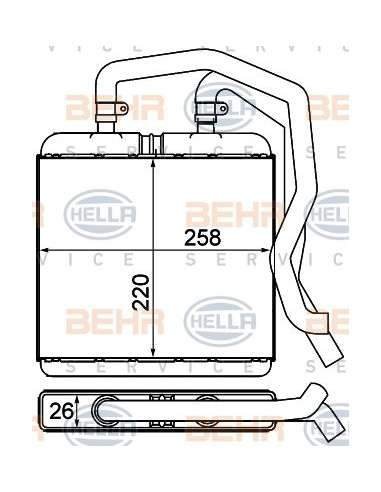 Radiador de calefacción Hella 8FH 351 000-601 - Calefactor IVECO DAILY II BEHR HELLA SERVICE  PREMIUM LINE 