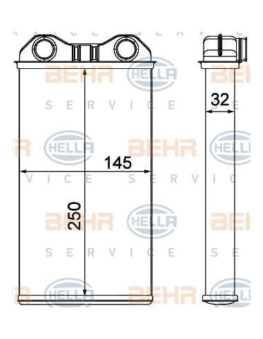 Radiador de calefacción Hella 8FH 351 000-621 - Calefactor OPEL VIVARO/ REN. TRAFIC BEHR HELLA SERVICE  PREMIUM LINE 