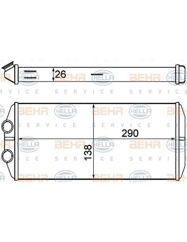 Radiador de calefacción Hella 8FH 351 000-631 - Calefactor PEU. PARTNER/CIT. BERLIN GO BEHR HELLA SERVICE  PREMIUM LINE 