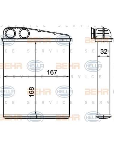 Radiador de calefacción Hella 8FH 351 000-641 - Calefactor RENAULT CLIO/NISSAN MICR A BEHR HELLA SERVICE  PREMIUM LINE 