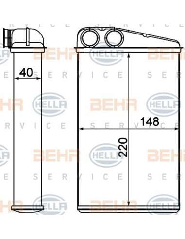Radiador de calefacción Hella 8FH 351 000-651 - Calefactor REN. MEGANE II/SCENIC II BEHR HELLA SERVICE  PREMIUM LINE 