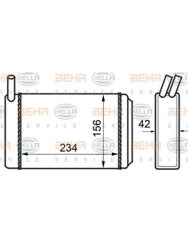 Radiador de calefacción Hella 8FH 351 024-211 - Calefactor VW GOLF / JETTA / PASSAT BEHR HELLA SERVICE  PREMIUM LINE 