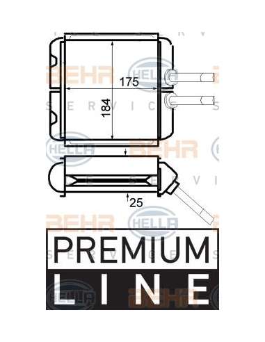 Radiador de calefacción Hella 8FH 351 024-221 - Calefactor DAEWOO LANOS BEHR HELLA SERVICE  PREMIUM LINE 