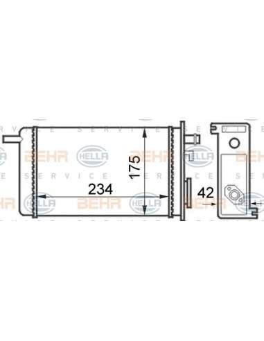 Radiador de calefacción Hella 8FH 351 024-341 - Calefactor RENAULT TRAFIC BEHR HELLA SERVICE  PREMIUM LINE 