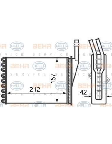 Radiador de calefacción Izq. Hella 8FH 351 024-351 - Calefactor RENAULT ESPACE III BEHR HELLA SERVICE  PREMIUM LINE 