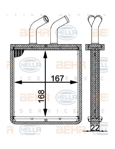 Radiador de calefacción Hella 8FH 351 045-111 - Calefactor KIA RIO 00- BEHR HELLA SERVICE  PREMIUM LINE 