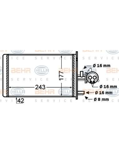Radiador de calefacción Hella 8FH 351 308-181 - Calefactor CITROEN C25 BEHR HELLA SERVICE  PREMIUM LINE 