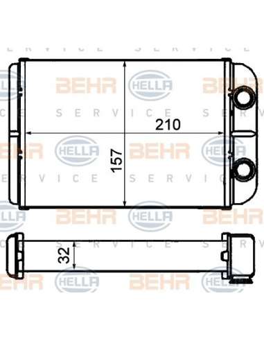 Radiador de calefacción Hella 8FH 351 308-231 - Calefactor FIAT STILO BEHR HELLA SERVICE  PREMIUM LINE 