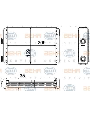 Radiador de calefacción Hella 8FH 351 308-251 - Calefactor FIAT DOBLO BEHR HELLA SERVICE  PREMIUM LINE 