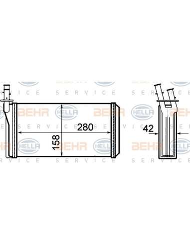 Radiador de calefacción Hella 8FH 351 308-401 - Calefactor ALFA ROMEO 166 BEHR HELLA SERVICE  PREMIUM LINE 