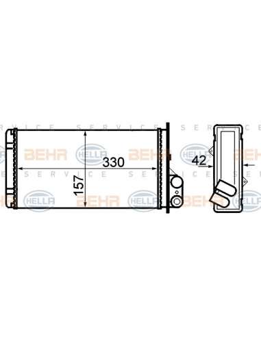 Radiador de calefacción Hella 8FH 351 308-541 - Calefactor RENAULT MASTER II  97- BEHR HELLA SERVICE  PREMIUM LINE 