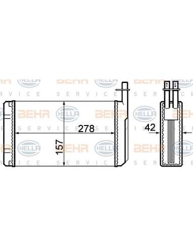 Radiador de calefacción Hella 8FH 351 308-661 - Calefactor SAAB 9000 BEHR HELLA SERVICE  PREMIUM LINE 