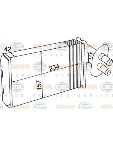 Radiador de calefacción Hella 8FH 351 308-741 - Calefactor VW TRANSPORTER T4  90-03 BEHR HELLA SERVICE  PREMIUM LINE 