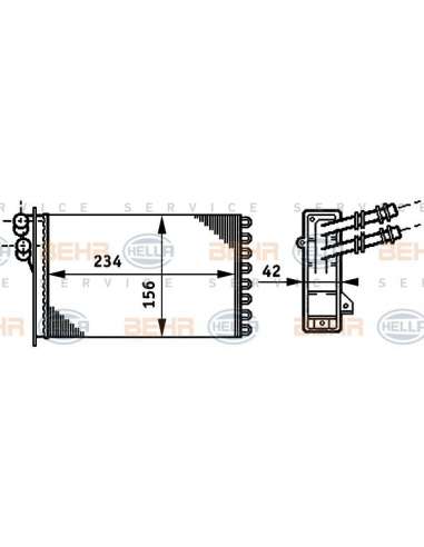 Radiador de calefacción Hella 8FH 351 311-021 - Calefactor VW GOLF IV BEHR HELLA SERVICE  PREMIUM LINE 