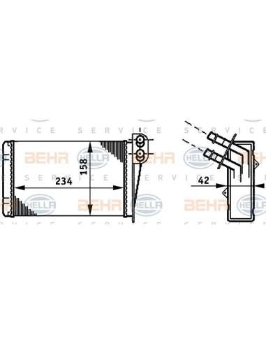 Radiador de calefacción Hella 8FH 351 311-031 - Calefactor RENAULT CLIO II BEHR HELLA SERVICE  PREMIUM LINE 