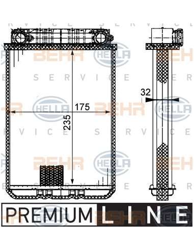 Radiador de calefacción Hella 8FH 351 311-181 - Calefactor MB C-CL. (W203) BEHR HELLA SERVICE  PREMIUM LINE 