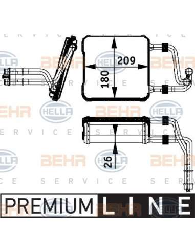 Radiador de calefacción Hella 8FH 351 311-201 - Calefactor MB E-CL. (W211) BEHR HELLA SERVICE  PREMIUM LINE 
