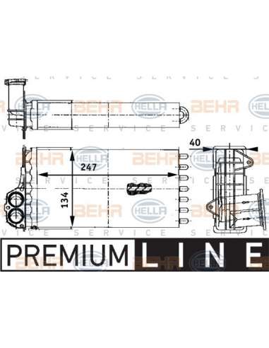 Radiador de calefacción Hella 8FH 351 311-341 - Calefactor PEUGEOT 206 BEHR HELLA SERVICE  PREMIUM LINE 