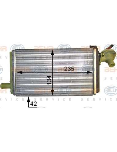 Radiador de calefacción Hella 8FH 351 311-351 - Calefactor MB 100 BEHR HELLA SERVICE  PREMIUM LINE 
