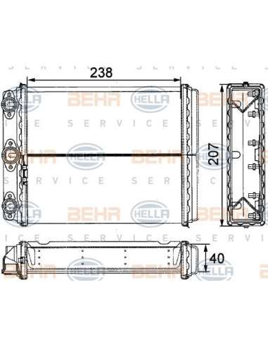 Radiador de calefacción Hella 8FH 351 311-611 - Calefactor MB (W124/C124/S124) BEHR HELLA SERVICE  PREMIUM LINE 