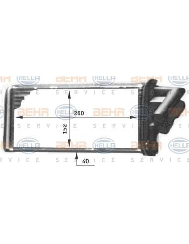 Radiador de calefacción Hella 8FH 351 311-711 - Calefactor RENAULT LAGUNA BEHR HELLA SERVICE  PREMIUM LINE 