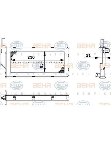Radiador de calefacción Hella 8FH 351 312-121 - Calefactor PEUGEOT 307 BEHR HELLA SERVICE  PREMIUM LINE 