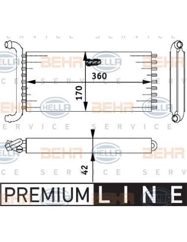 Radiador de calefacción Hella 8FH 351 312-141 - Calefactor MB VITO BEHR HELLA SERVICE  PREMIUM LINE 