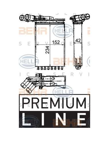 Radiador de calefacción Hella 8FH 351 312-171 - Calefactor PEUGE 306/CITRO XSARA RH D BEHR HELLA SERVICE  PREMIUM LINE 