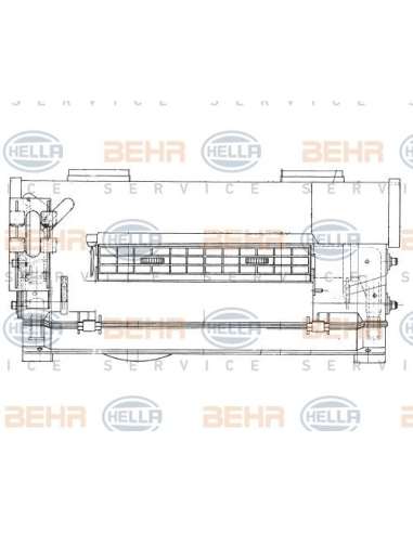 Caja de aletas de calefacción Hella 8FH 351 312-341 - Calefactor MB LP 381 BEHR HELLA SERVICE  PREMIUM LINE 