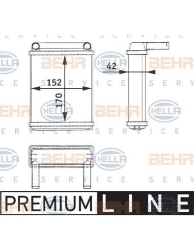 Radiador de calefacción Hella 8FH 351 312-521 - Calefactor MB SPRINTER (T1 N) BEHR HELLA SERVICE  PREMIUM LINE 