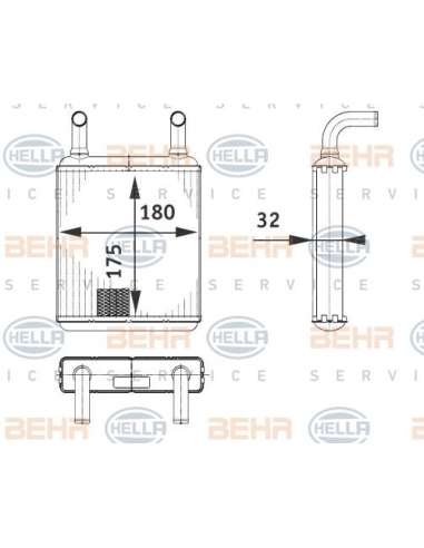 Radiador de calefacción Hella 8FH 351 312-581 - Calefactor MB VITO BEHR HELLA SERVICE  PREMIUM LINE 