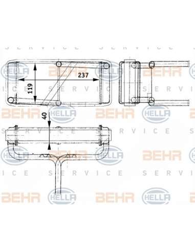 Radiador de calefacción Hella 8FH 351 312-681 - Calefactor MB O303 BEHR HELLA SERVICE  PREMIUM LINE 