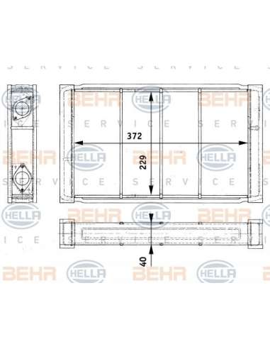 Radiador de calefacción Hella 8FH 351 312-701 - Calefactor MB O303 BEHR HELLA SERVICE  PREMIUM LINE 