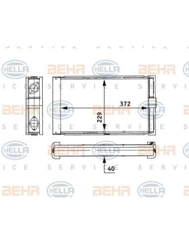 Radiador de calefacción Hella 8FH 351 312-711 - Calefactor MB O405 BEHR HELLA SERVICE  PREMIUM LINE 