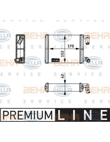Radiador de calefacción Hella 8FH 351 312-731 - Calefactor MB O405 BEHR HELLA SERVICE  PREMIUM LINE 