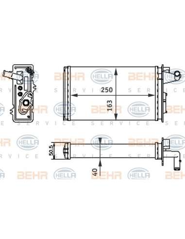 Radiador de calefacción Hella 8FH 351 313-041 - Calefactor ALFA ROMEO 155 (167) BEHR HELLA SERVICE  PREMIUM LINE 
