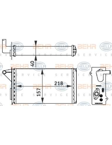 Radiador de calefacción Hella 8FH 351 313-061 - Calefactor FIAT UNO BEHR HELLA SERVICE  PREMIUM LINE 