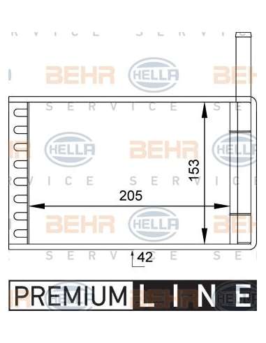 Radiador de calefacción Hella 8FH 351 313-111 - Calefactor FORD FIESTA III BEHR HELLA SERVICE  PREMIUM LINE 