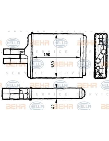 Radiador de calefacción Hella 8FH 351 313-141 - Calefactor OPEL VECTRA B (-AC) BEHR HELLA SERVICE  PREMIUM LINE 