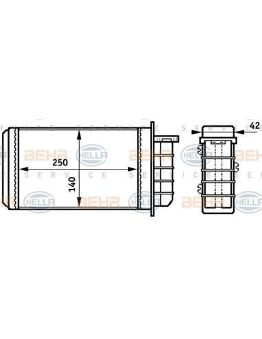 Radiador de calefacción Hella 8FH 351 313-191 - Calefactor FIAT BRAVA/BRAVO/MAREA BEHR HELLA SERVICE  PREMIUM LINE 